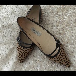 Jimmy Choo Calf Hair Animal Print Pointy Toe Flat